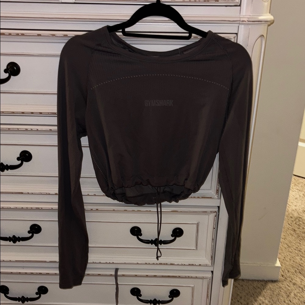 Gymshark Cropped Long Sleeve Workout Top (Greyish Purple color)